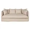 Image de Slaapbank van stof met linnen effect en 3/4 zitplaatsen, beige, matras van 10 cm