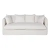 Image de Canapé convertible 3/4 places en tissu blanc effet lin, matelas 10 cm