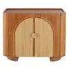 Image de Buffet 2 portes en bois de manguier, rotin coloris laiton L100
