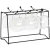 Image de Dubbele wand glazen koffiebekers (x6) met zwarte metalen houder