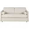 Image de Canapé convertible 2/3 places en tissu polyester tramé beige, matelas 18 cm