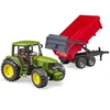 Image de Bruder 02057 John Deere met rode kiepaanhanger - Bruder 2057 - Bruder 02057