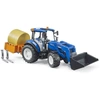 Image de Bruder 02187 New Holland T5.120 tractor met voorlader, laadbak, hooibaal en palletvorken - Bruder 2187 - Bruder 02187