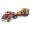 Image de Bruder 02813 vrachtwagen MACK-Granite vrachtwagen met dieplader en JCB werk tractor - Bruder 2813 - Bruder 02813