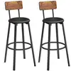 Image de Chaises de bar avec repose-pieds, Marron Rustique + Noir / 39 x 39 x 100 cm LBC069B81