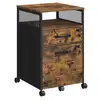 Image de Caisson 2 tiroirs grège, Marron Rustique + Noir OFC077B01