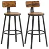 Image de Chaise de bar avec dossier, Marron Rustique + Noir / 2 / 99H cm LBC026B01V1