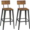 Image de 2 Tabourets de bar avec dosier industriel, Marron Rustique + Noir LBC078B01