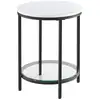 Image de Table d'appoint ronde à 2 niveaux blanc marbré et noir LET285B13