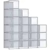 Image de Boîte à chaussures pliable, Transparent + Gris / 35 x 25,2 x 19 cm LSP007G18