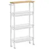 Image de Desserte mobile à 4 niveaux, Couleur Chêne + Blanc / 4 Niveaux (13 x 45,4 x 77 cm) LRC032W09