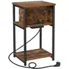 Image de Table d'appoint avec multiprise marron rustique noir LET375B01