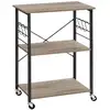 Image de Étagère de cuisine sur roulettes, Grège + Noir / 60L cm KKS060B02