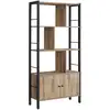 Image de Bibliothèque à 4 niveaux, Marron Boisé + Noir LBC022B50