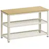 Image de Banc à chaussures à 2 niveaux, Beige Chêne + Blanc LBS073W09