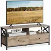 Image de TV cabinet industriel, Marron Chêne + Noir LTV300B50