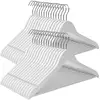 Image de Cintre en bois avec barre à pantalon, Blanc CRW031WT