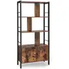 Image de Bibliothèque à 4 niveaux, Marron Rustique + Noir LBC022B01
