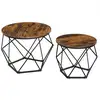 Image de Table basse ronde plateau amovible, Marron Rustique + Noir LET040B01