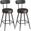 Image de EKHO Collection - Tabourets de bar design en PU (Lot de 2), Noir D'encre / 54 x 54 x 91 cm LBC089B01