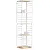 Image de Bibliothèque à 4 niveaux tournante, Beige Naturel + Blanc Nuage LLS127W67