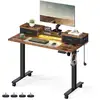 Image de Bureau électrique réglable, Marron Rustique / 60 x 120 x (72-120) cm LSD182X01