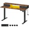 Image de Bureau électrique réglable, Marron Rustique / 60 x 140 x (72-120) cm LSD184X01
