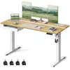 Image de Bureau électrique réglable en hauteur, Couleur Chêne Naturel + Blanc Nuage LSD114N01