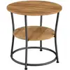 Image de Table d'appoint ronde 2 niveaux cadre en acier noisette LET056B41