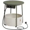 Image de Petite table basse ronde avec rangement, Vert Forêt + Blanc Crème / avec prise électrique LET228C05