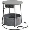 Image de Petite table basse ronde avec rangement, Gris Tourterelle + Gris Ardoise / avec prise électrique LET228G02