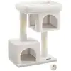 Image de Arbre à chat 2 niches doux, Blanc Crème / L (60 x 40 x 84 cm) PCT061T01