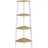 Image de Étagère d'angle 4 niveaux, Couleur Chêne Naturel + Blanc Mat LLS034Y70