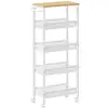 Image de Desserte mobile à 4 niveaux, Beige Chêne + Blanc / 5 Niveaux (22P x 99,6H cm) LRC035W09