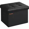 Image de Petit tabouret de rangement pliable PU, Noir D'encre LSF100B01