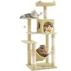 Image de Arbre à chat avec hamac, Beige / L (55 x 45 x 143 cm) PCT161M01