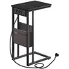Image de Table d'appoint en forme de c 2 ports usb et prises, Noir Boisé LET356B02V1