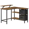 Image de Bureau en Forme de L avec 2 Tiroirs Spacieux, Marron Rustique / 115L cm LWD097B01