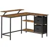 Image de Bureau en Forme de L avec 2 Tiroirs Spacieux, Marron Rustique / 135L cm LWD098B01