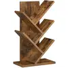 Image de Bibliothèque arbre avec étagères à 5 niveaux blanc nuage, Marron Rustique LBC183X01