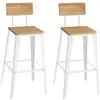 Image de 2 Tabourets de bar avec dosier industriel, Marron Blé + Blanc Nuage LBC078K01