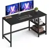 Image de Bureau informatique avec 2 étagères, Noir Ébène / 140cm LWD055B02