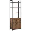 Image de Bibliothèque verticale à 6 niveaux avec porte structure en métal, Marron Rustique + Noir D'encre / 60L cm LLS133K01