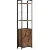 Image de Bibliothèque verticale à 6 niveaux avec porte structure en métal, Marron Rustique + Noir D'encre / 40L cm LLS132K01