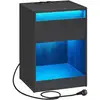 Image de Table de nuit avec multiprise 2 prises électriques 2 ports usb, Noir Cendré LET618T22