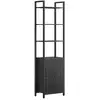 Image de Bibliothèque verticale à 6 niveaux avec porte structure en métal, Noir Boisé + Noir D'encre / 40L cm LLS132B01