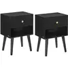 Image de Tables de chevet avec tiroir et compartiment ouvert pieds en bois noir boisé, Noir Boisé / lot de 2 LET855B56