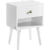 Image de Tables de chevet avec tiroir et compartiment ouvert pieds en bois noir boisé, Blanc Neige / lot de 1 LET655W01