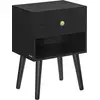 Image de Tables de chevet avec tiroir et compartiment ouvert pieds en bois noir boisé, Noir Boisé / lot de 1 LET655B56