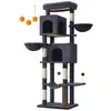 Image de Grand arbre à chat hauteur 175 cm 2 paniers 5 griffoirs, Gris Foncé PCT182G02